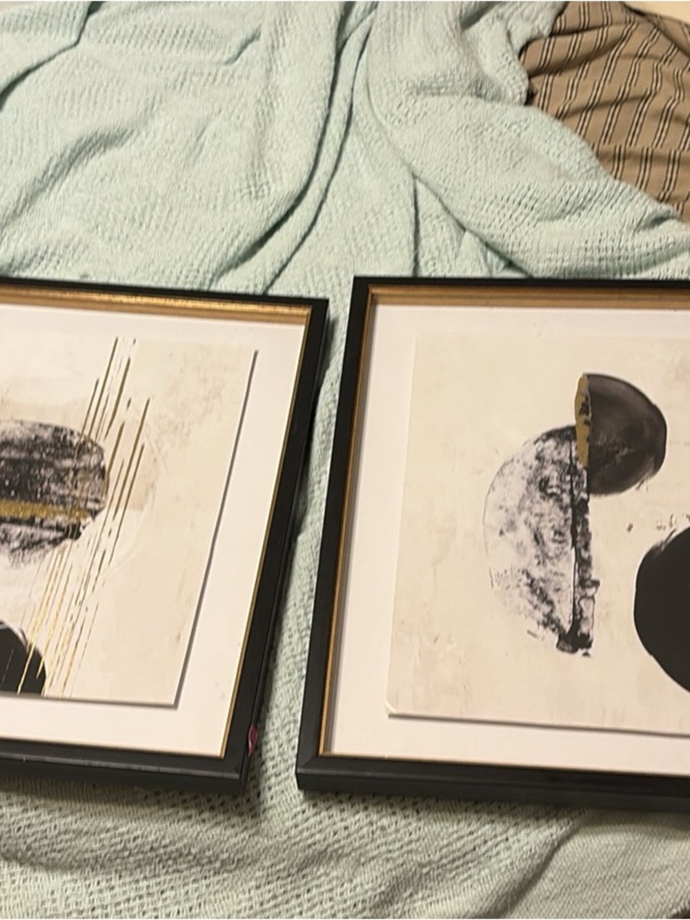 Framed Abstract Home Art Pair in Black and Gold